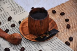 تصویر کاپ قهوه چوبی خراطی مدل ماربل Marble cup