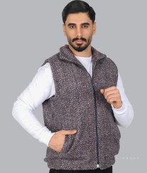 تصویر پافر مردانه بادمجانی و طرح دار 3260 