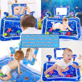 تصویر سفره آکواریومی (واتر مت) با جغجغه و آینه Tummy Time inflatable Water Mat