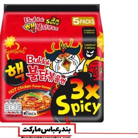 تصویر نودل کره ای تند سوبل طعم مرغ سامیانگ(samyang buldak spicy3x) وزن 140 گرم بسته 5 عددی اصل 