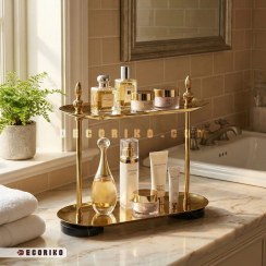 تصویر استند نظم دهنده لوازم آرایشی و عطر دو طبقه نووا (طلایی و نقره‌ای) 