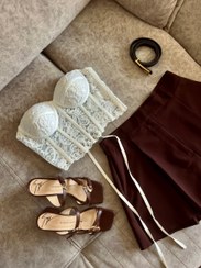 تصویر تاپ دکلته دانتل مجلسی سفید 