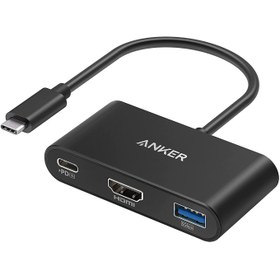 تصویر هاب 3 پورت USB-C انکر مدل A8339 ا هاب لپ تاپ انکر مشکی هاب لپ تاپ انکر مشکی