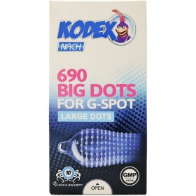 تصویر کاندوم خاردار 690 بیگ دات ناچ کدکس 10 عددی Kodex Nach Large Dots 690 Big Dots 10 pcs