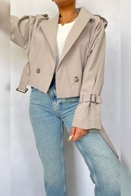 تصویر ترنچ کت کراپ Crop trench coat
