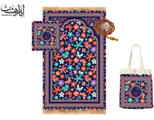 تصویر ست دو تیکه سجاده جانماز و کیف دخترانه ویژه جشن تکلیف جنس مخمل مبلی و چاپ سابلیمیشن
