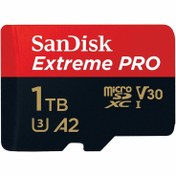 تصویر کارت حافظه سن دیسک مدل Extreme Pro 4k استاندارد UHS-I U3 سرعت 200MBps ظرفیت 1 ترابایت کارت حافظه Micro SDXC سن دیسک مدل Extreme Pro 4k سرعت 200MBps استاندارد UHS-I U3 ظرفیت یک ترابایت