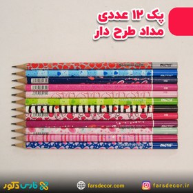 تصویر پک 12 عددی مداد طرح دار 