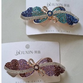 تصویر گیره مو نگین دار رنگی 