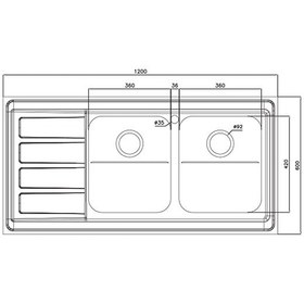 تصویر سینک ظرفشویی استیل البرز مدل 764 روکار با ۲ لگن 