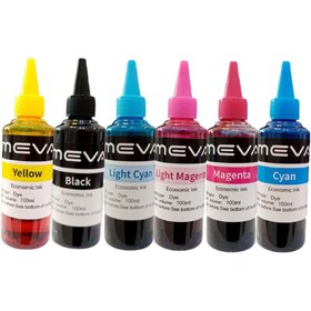 تصویر جوهر پرینتر ست شش رنگ میوا مدل T67 Meval T67 Six Color ink Bottle 100ml