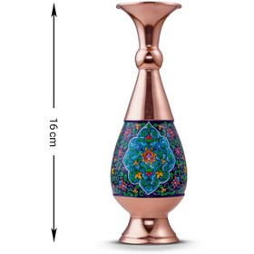 تصویر گلدان صراحی مس و پرداز ارتفاع 16cm 