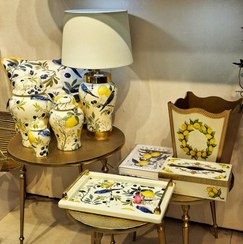 تصویر ست پذیرایی و دکوراتیو لیمو و پرنده آبی 