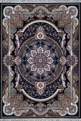 تصویر فرش ماشینی فرش کاشان ۷۰۰ شانه طرح مانا زمینه سرمه ای 