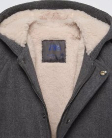 تصویر پالتو پسرانه زارا FAUX SHEARLING DUFFLE COAT 