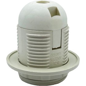 تصویر سرپیچ E27 فشاری 4 آمپر راکوردار گیرفت دار سفید - دو مهره E27 screw cap with white screw cap