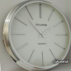 تصویر ساعت دیواری تمام فلزی آبکاری فورتیک PALLADIUM - نقره ای صفحه سفید PALLADIUM CLOCK