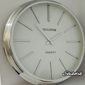 تصویر ساعت دیواری تمام فلزی آبکاری فورتیک PALLADIUM - طلایی صفحه سفید PALLADIUM CLOCK