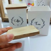 تصویر بانکه سرامیکی چای با در چوبی 