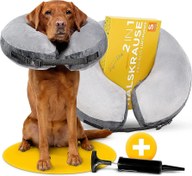 تصویر بالشت دور گردن آلمانی محافظ سگ و گربه برند Tierhood Tierhood Dog Collar - Inflatable Dog Collar Lick Protection Dog - Soft Collar for Dogs After Surgery - Protective Collar Dog - Quick Recovery in Injured or Operated Areas - S