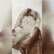 تصویر تشک گارددار و بالش و پتو خرگوشی کاراملی 