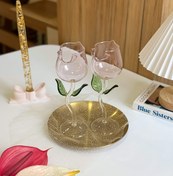 تصویر جام پیرکس طرح گل رز 