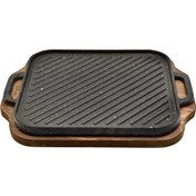 تصویر تابه گریل چدن مربع با چوب و انبر یونیک 6015 Unique UN-6015 Grill Pan