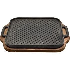 تصویر تابه گریل چدن مربع با چوب و انبر یونیک 6015 Unique UN-6015 Grill Pan