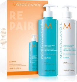 تصویر Moroccanoil تعمیر Mororccanoil روغن نارگیل و مراقبت از مو کراتین 16.9 Fl.oz.+16.9 Fl.oz. 