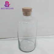 تصویر بطری نوشیدنی استوانه ای متوسط درب چوب پنبه ۲۴ عددی 