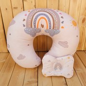 تصویر بالشت شیردهی U شکل 2 تکه مخمل میکرو چاپ درشت رنگین کمان 