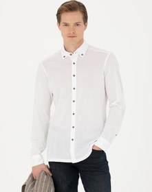 تصویر پیراهن آستین بلند مردانه اسلیم سفید کاشارل 
