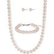 تصویر سرویس مروارید اصل پرورشی سفید سایز ۶ میلیمتر با نقره 