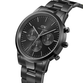 تصویر ساعت دنیل ولینگتون کرنوگراف مدل ICONIC CHRONOGRAPH LINK ONYX مشکی - سایز 42 (مردانه) - پک اصلی روبان پیچ (390،000+ تومان) iconic chronograph link onyx series - silver 42mm (black)