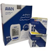 تصویر دستگاه تست قند خون آوان همراه با ۲ عدد نوار تست 