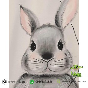 تصویر چادر سرخپوستی طرح خرگوش طوسی ا با پارچه پنبه و نقاشی با دست با پارچه پنبه و نقاشی با دست