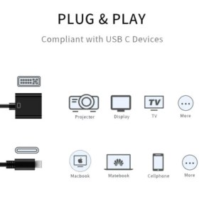 تصویر تبدیل USB Type-c به DVI ا USB Type-c to DVI Conversion Port USB Type-c to DVI Conversion Port