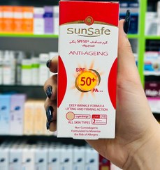 تصویر کرم ضد آفتاب و ضد چروک SPF50 (بژ روشن) سان سیف Anti Ageing Sunblock Cream SPF50