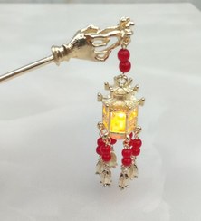 تصویر کانزاشی فلزی چراغ دار فانوس قرمز آویز دار 