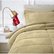 تصویر سرویس لحاف روتختی دو نفره ۶ تکه مینیمال کتان مخمل نوپه هوم طرح مربع 