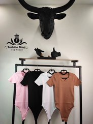 تصویر بادی یقه دلبری آستین کوتاه فری سایز 