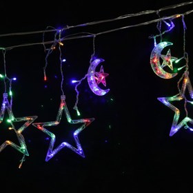 تصویر ریسه پرده ای LED طرح ستاره و ماه سایز ۳ متر 
