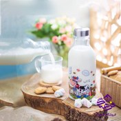 تصویر بطری شیر بیضی استیل - بدنه بلور با درب استیل 