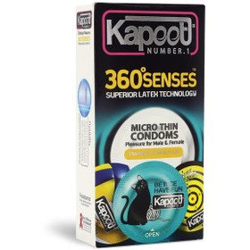 تصویر کاندوم تحریک کننده کاپوت مدل 360 Senses بسته 12 عددی ا 360Senses Kapoot 12pcs 360Senses Kapoot 12pcs