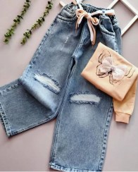 تصویر شلوار بگ زاپدار آبی 