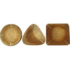 تصویر زیر سیگاری چوبی ایرانی - طرح: 6 ضلعی 