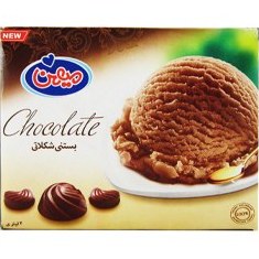 تصویر بستنی دو لیتری شکلاتی میهن شکلات دونه ای 