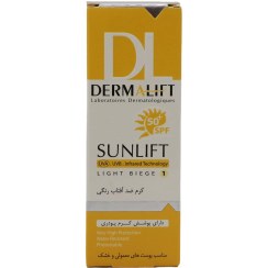 تصویر کرم ضد آفتاب رنگی درمالیفت مدل SPF50 محافظ UVA ،UVB، ضد آب، مناسب پوست خشک بژ طبیعی شماره 2 حجم 40 میلی‌لیتر 