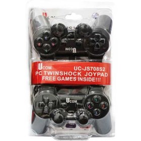 تصویر دسته بازی دوبل یوکام مدلUC-JS708S2 PC TWINSHOCK JOYPAD FREE GAMES INSIDE