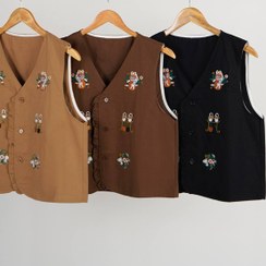 تصویر جلیقه کتان گلدوزی زنانه 